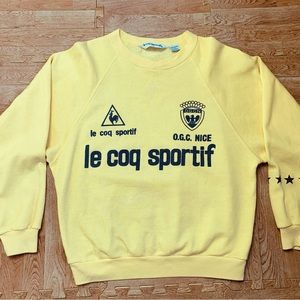 Vintage OGC Nice LE COQ SPORTIF Sweater Goalie/Keeper Jersey/Kit Medium Yellow